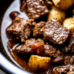 Slow Cooker Garlic Butter Beef Bites & Potatoes