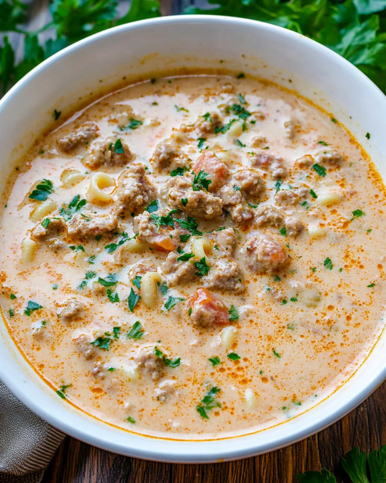 Creamy Parmesan Italian Sausage Ditalini Soup