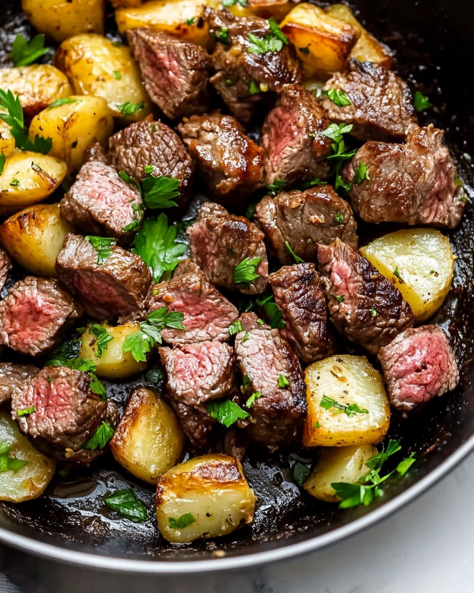 Garlic Butter Steak Bites and Potatoes1