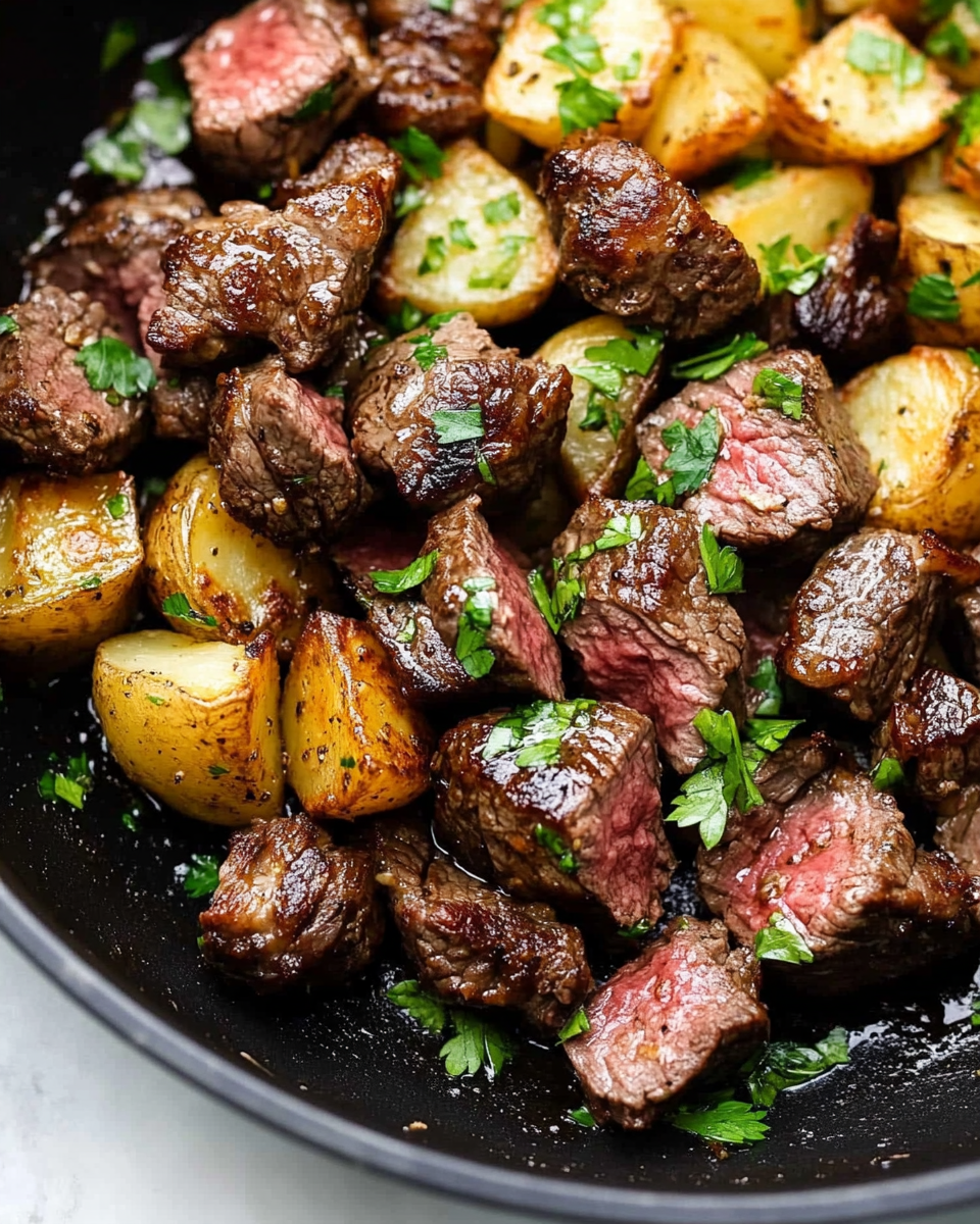 Garlic Butter Steak Bites and Potatoes2