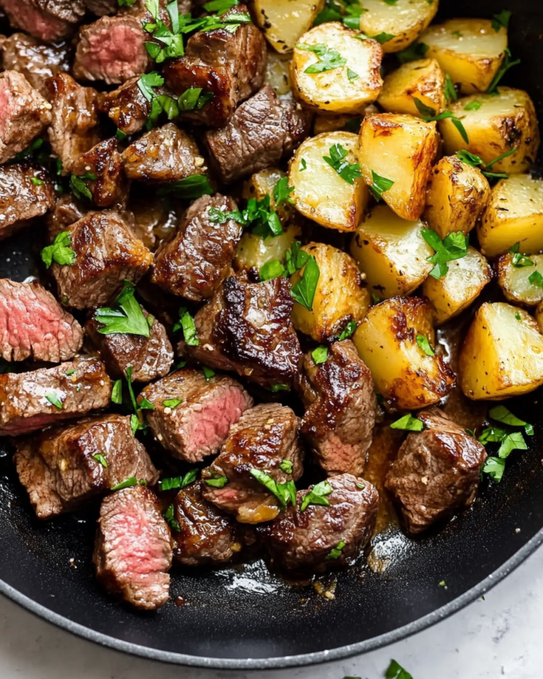 Garlic Butter Steak Bites and Potatoes