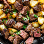 Garlic Butter Steak Bites and Potatoes