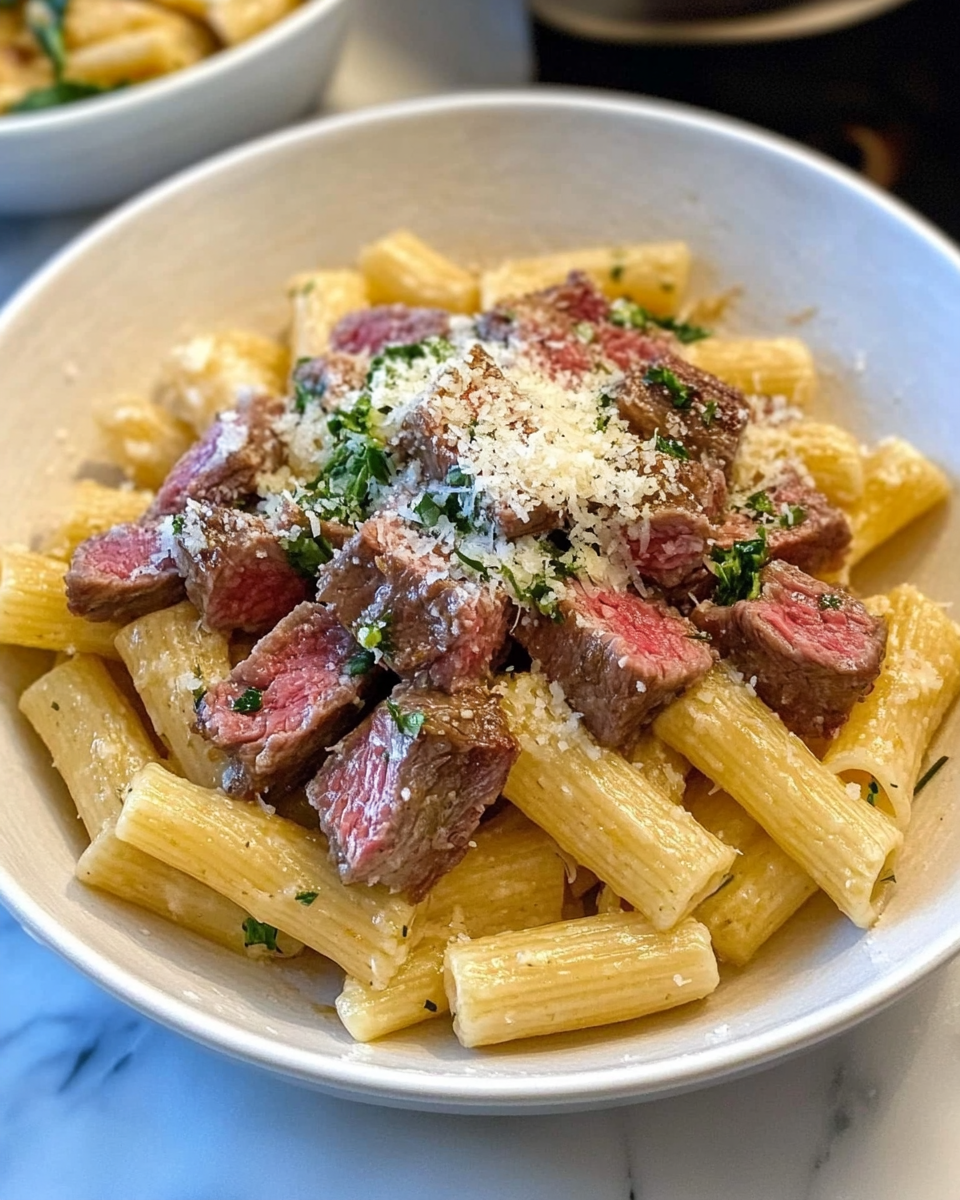 Garlic Parmesan Steak Pasta