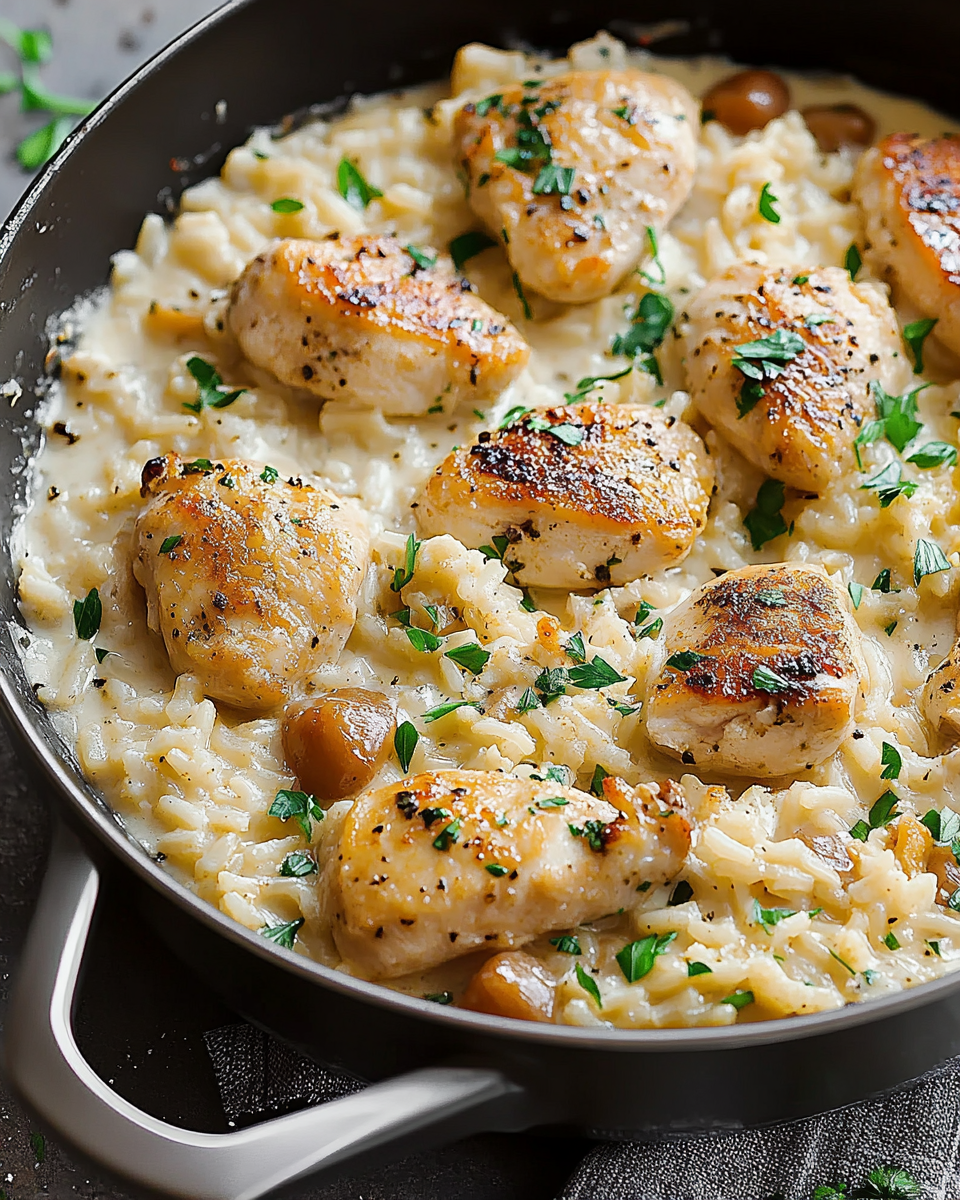 One-Pan Creamy Parmesan Chicken & Rice