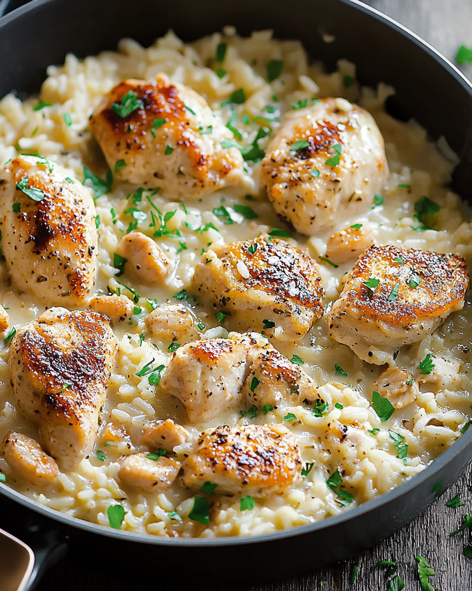 One-Pan Creamy Parmesan Chicken & Rice