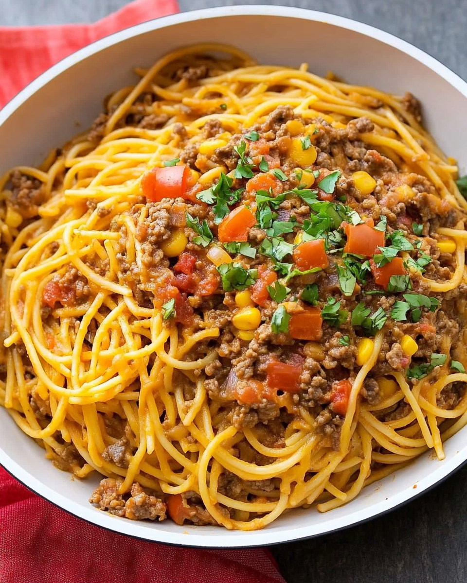 One Pot Taco Spaghetti
