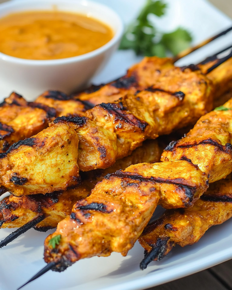Thai Chicken Satay with Spicy Peanut Dipping Sauce