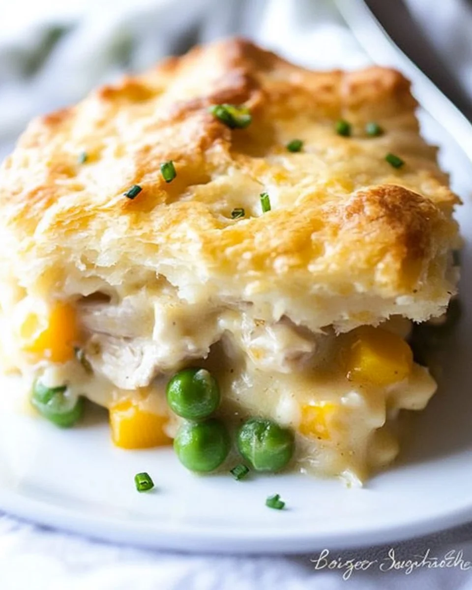 Cheddar Biscuit Topped Harvest Chicken Pot Pie