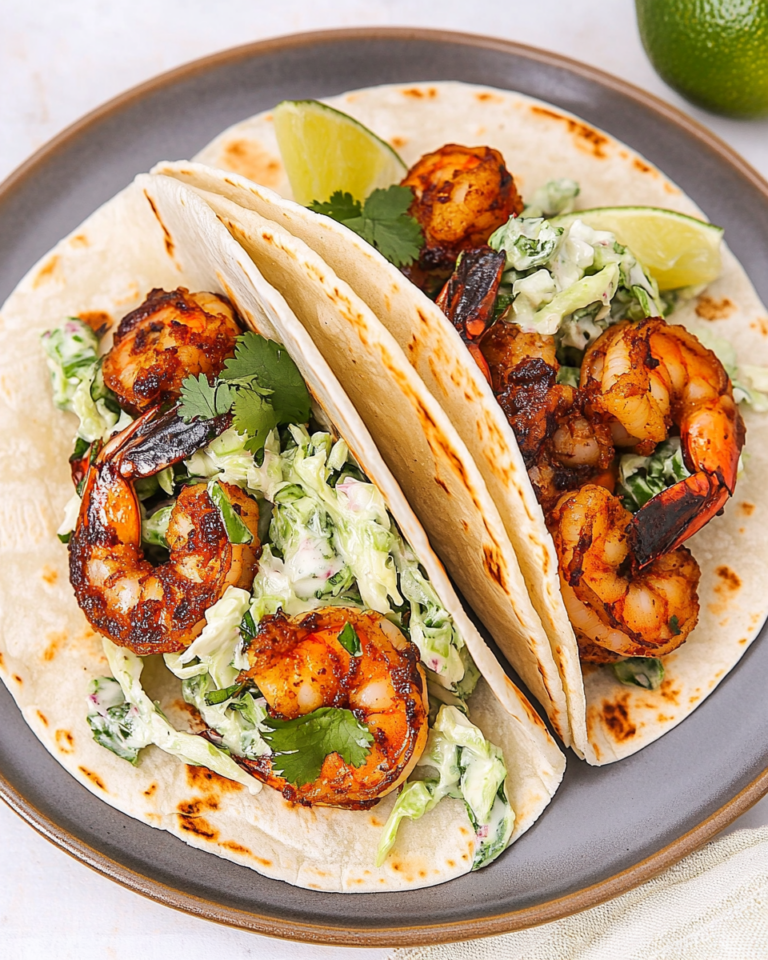 Cilantro Lime Shrimp Tacos with Creamy Slaw