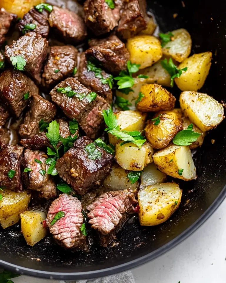 Creamy Garlic Butter Steak Bites and Potatoes