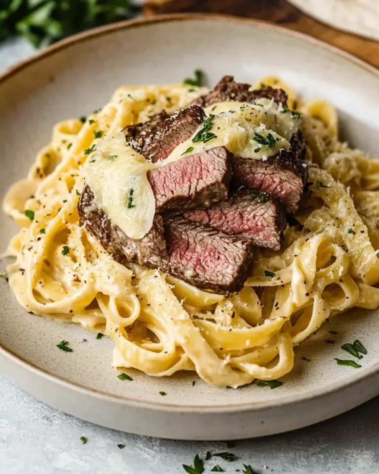 Creamy Garlic Parmesan Steak Pasta