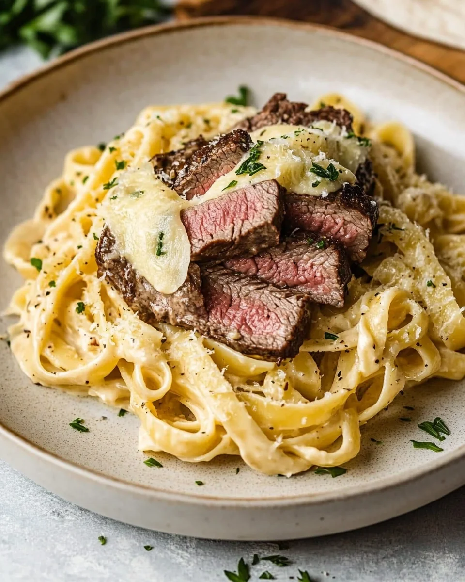 Creamy Garlic Parmesan Steak Pasta